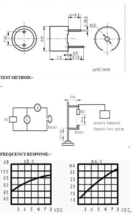 Fbmb1275 12mm 85dB Piezo Buzzer with Pin